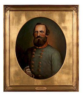 CSA General Thomas Stonewall Jackson, Oil on Canvas by Hiram Grandville (1815-1892) 