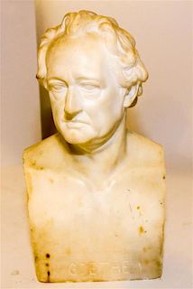 A Continental Alabaster Bust of Goethe Height 14 inches.