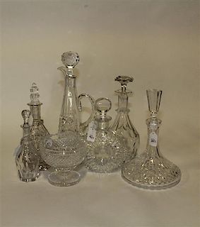 * A Group of Seven Cut Glass Articles. Height of tallest 13 1/2 inches.