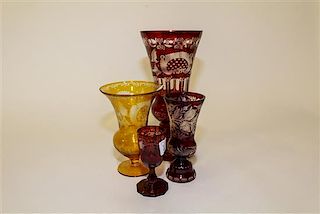 * A Group of Four Bohemian Glass Articles. Height of tallest 11 inches.