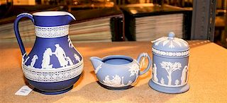 A Group of Three Wedgwood Jasperware Articles Height of first 6 1/4 inches.