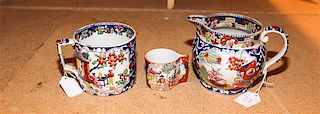 * A Group of Three English Ironstone Articles. Height of tallest 4 1/4 inches.