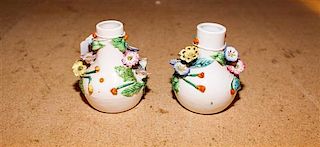 * A Pair of English Pottery Vases. Height of each 4 inches.