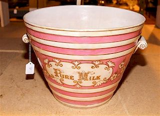 * An English Pottery Milk Pail. Height 10 1/2 inches.