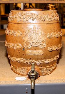 * A Doulton Lambeth Stoneware Gin Barrel. Height 10 1/2 inches.
