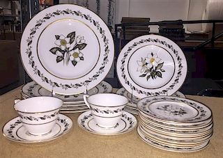 A Royal Worcester Partial Dinnerware Service for Twelve Diameter of dinner plates 10 1/2 inches.