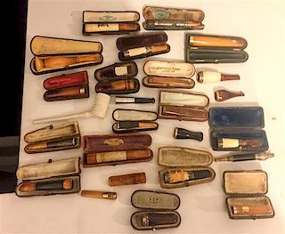 A Collection of Meershaum and Wood Pipes Length of longest 5 1/2 inches.