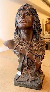 A Plaster Bust of Hiawatha. Height 19 inches.