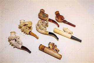 A Collection of Meershaum and Wood Pipes Length of longest 4 3/4 inches.