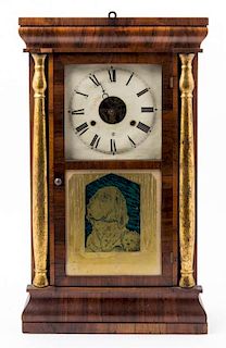An American Parcel Gilt Rosewood and Eglomise Wall Clock Height 25 inches.