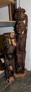 Two African Carved Wood Figures. Height of taller 42 inches.