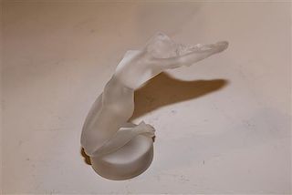 A Lalique Molded and Frosted Glass Figure Height 5 1/4 inches.