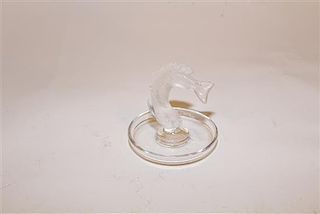 A Lalique Molded and Frosted Glass Ring Tray Diameter of each 3 3/4 inches.