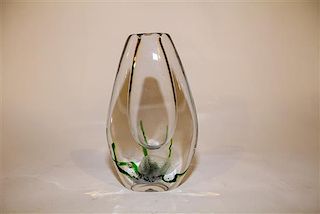 An Orrefors Glass Vase Height 9 inches.