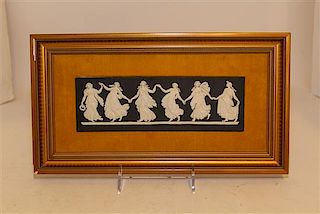 A Wedgwood Jasperware Plaque Width 8 3/4 inches.
