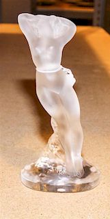* A Lalique Molded and Frosted Glass Figural Group. Height 9 1/4 inches.