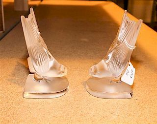 * Two Lalique Bookends Height 6 1/4 inches.