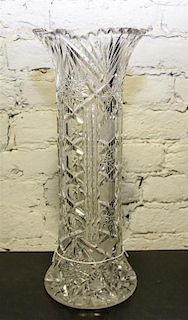 * A Cut Glass Vase. Height 16 1/2 inches.