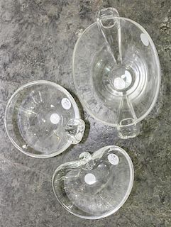 * Three Steuben Glass Articles. Width of widest 9 3/4 inches.