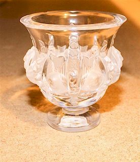 A Lalique Glass Footed Bowl Height 5 inches.