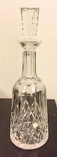 A Waterford Cut Glass Lismore Decanter Height 13 1/4 inches.