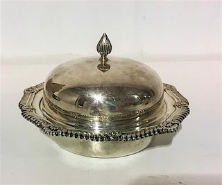 An Elizabeth II Silver Butter Dome, C.J. Vander Ltd., London, 1990, circular, with a gadrooned edge, lift-off cover and remov