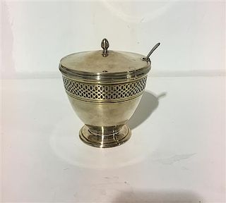 An American Silver Jam or Mustard Server, Tiffany & Co., New York, NY, 1913-1914, together with an English silver spoon, make