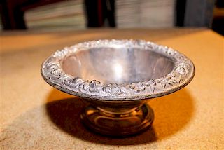 An American Silver Bowl, S. Kirk and Son, Baltimore, MD, the rim decorated with repousse floral and foliate decoration and ra