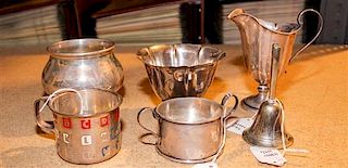 A Collection of American Silver Table Articles, Various Makers, comprising two bowls, two child's cups, a creamer, bell and a