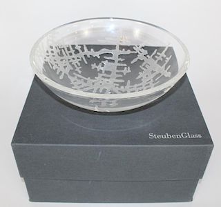 Steuben large etched crystal bowl