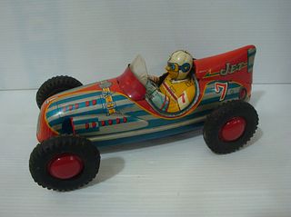 MARUSAN TIN FRICTION 1955 JET RACER MADE IN JAPAN WORKS! RARE! 