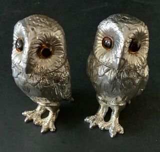 2 Tiffany & Co Sterling Silver Salt &Pepper Shaker Owl