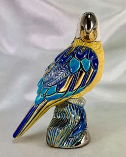 Artesania Rinconada Silver Anniversary Collection Blue Parrot Figurine Uruguay