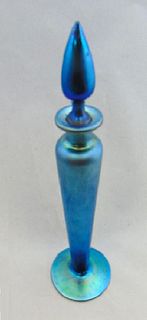 Steuben Blue Aurene signed 1414 perfume bottle with stopper