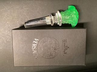 VERSACE SIGNED WINE STOPPER WITH BOX GREEN