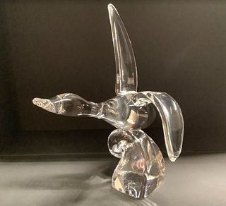 STEUBEN Signed "Canada Goose" Waterbird Glass Crystal Lloyd Atkins