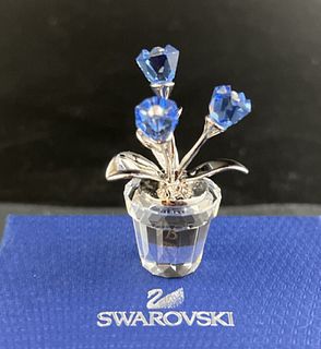 Swarovski Crystal Blue Flowers Pot FORGET ME NOT With BOX