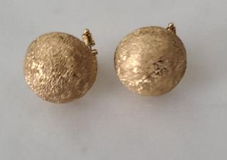 14K Gold textured Dome Earrings 