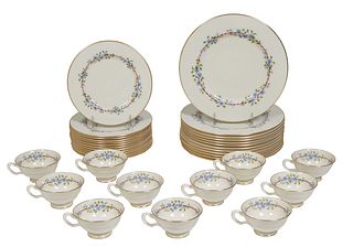 Thirty Five Piece Set of Lenox Belvedere China, #5-314, consisting of twelve dinner plates, twelve salad plates, and eleven coffee cups, all with deli