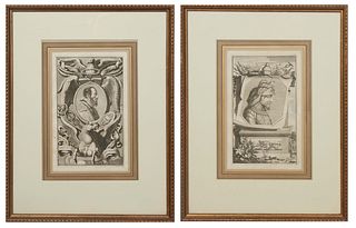 Pieter de Jode, the Younger (Flemish, 1601-1674), "Erycius Puteanus" and "Luchinus Vicecomes," pair of engravings, both presented in matching mats and