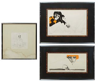 Karl Bianga (Poland/Germany, 1930-2015), "Sappho 2000," c. 1970, "On Ol. 2," c. 1969, "Bael," c. 1969, three etchings on paper, each pencil signed, ti