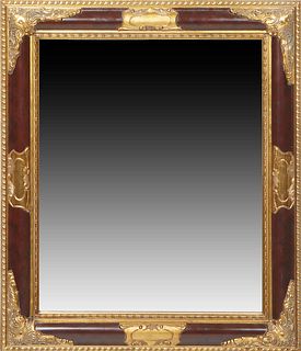 French Louis Philippe Gilt and Gesso Overmantel Mirror, 19th c., the walnut frame with gilt covers and mounts, H.- 40 in., W.- 27 in.