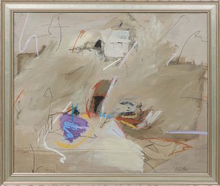 Adele Sypesteyn (Louisiana), "Extending Line," 20th c., mixed media, signed in pencil lower right "Adele Banos," titled in pencil lower left, presente