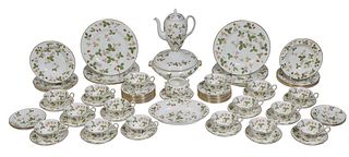 Seventy-One Piece Partial Dinner Service, by Wedgwood, in the "Wild Strawberry" pattern, R4406, consisting of 16 coffee cups, 18 saucers, 6 dinner pla