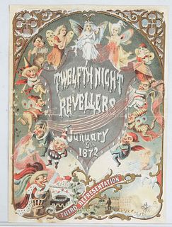 Mardi Gras- Ball Invitation, Twelfth Night Revelers, 1872, presented in a rigid plastic sheet, H.- 7 3/4 in., W.- 5 1/4 in.