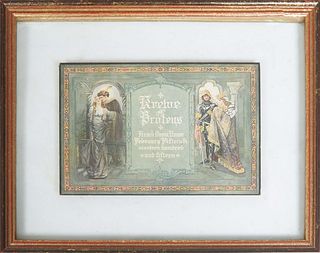 Mardi Gras-Ball Invitation, February 15, 1915, Krewe of Proteus, "Famous Lovers of the World," presented in a double glazed gilt frame, H.- 5 1/4 in.,