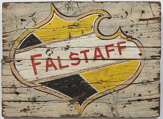 Vintage Falstaff Beer Sign on reclaimed wood, H.- 22 3/4 in., W.- 30 in.