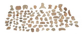 One Hundred Fifteen Piece Group of Various Larger Pre-Columbian Pottery Fragments, consisting of heads and bodies. (115 Pcs.)