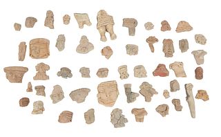 Group of Fifty Pre-Columbian Pottery Fragments, consisting of heads and bodies (50 Pcs.)