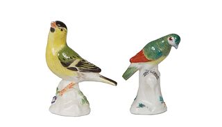 Pair of Small Meissen Porcelain Birds, 19th c., the bottom marked BR19 and BR20 in silver mark, H.- 2 1/2 in., W.- 1 1/8 in., D.- 2 in. (2 pcs.)